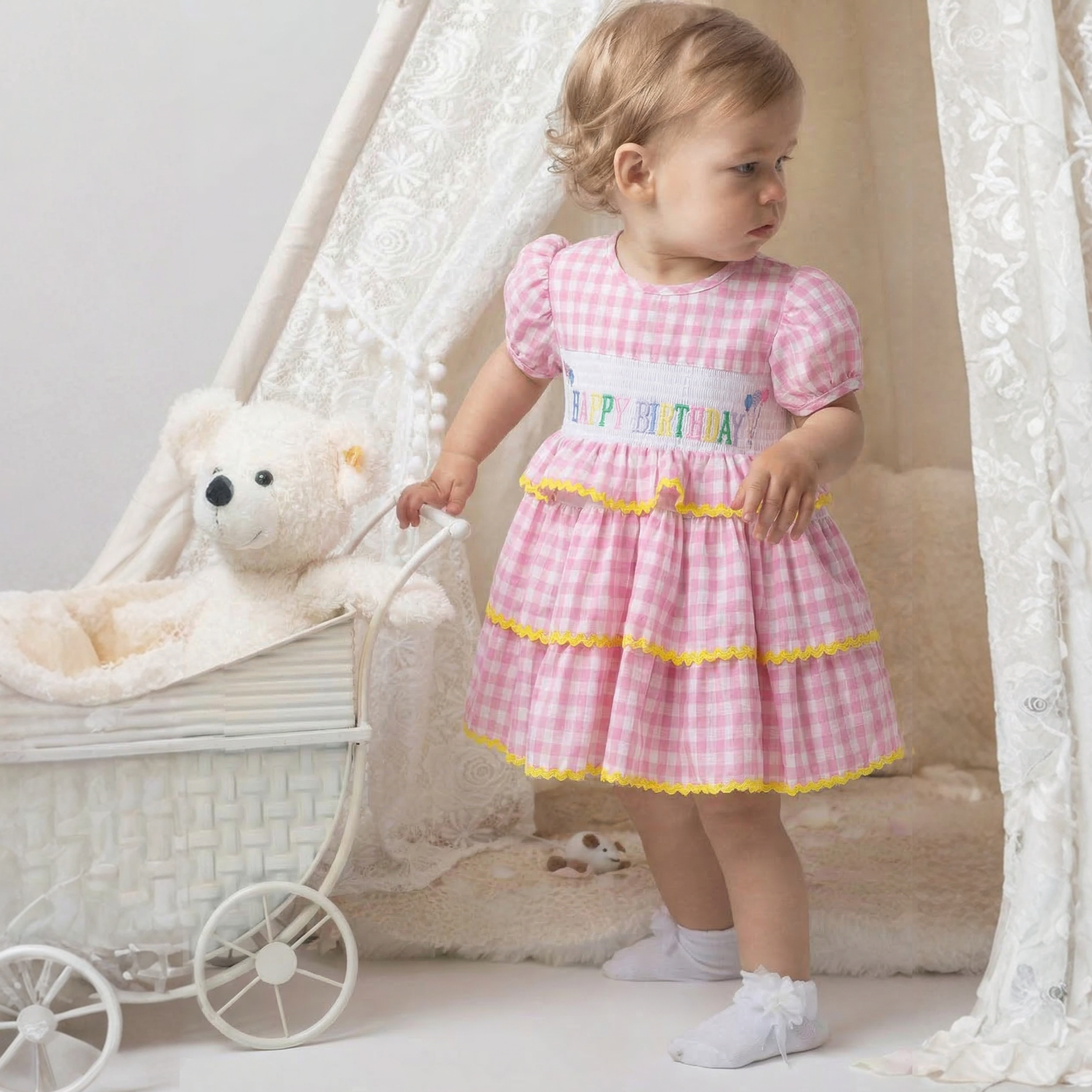 100% Cotton Scramble Embroidery Short Sleeve Midi Dresses - image 2