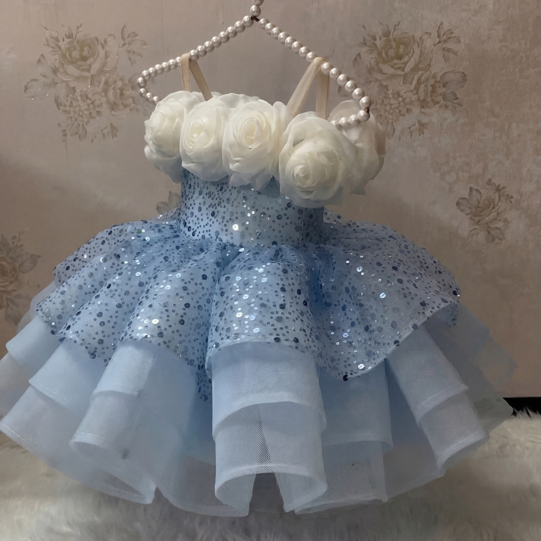 Organza & Glitter Rosette Sequins Sleeveless Midi Dresses - image 6