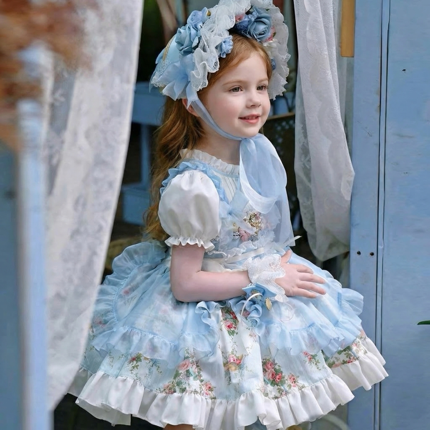 Polyester Cotton Stitching Lace Floral-embroidered Short Sleeve Short Dresses - image 4