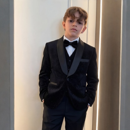 Lurex Fabric & Polyester Cotton Shoulder Pad Long Sleeve Long 3-piece Formal Suit - image 3