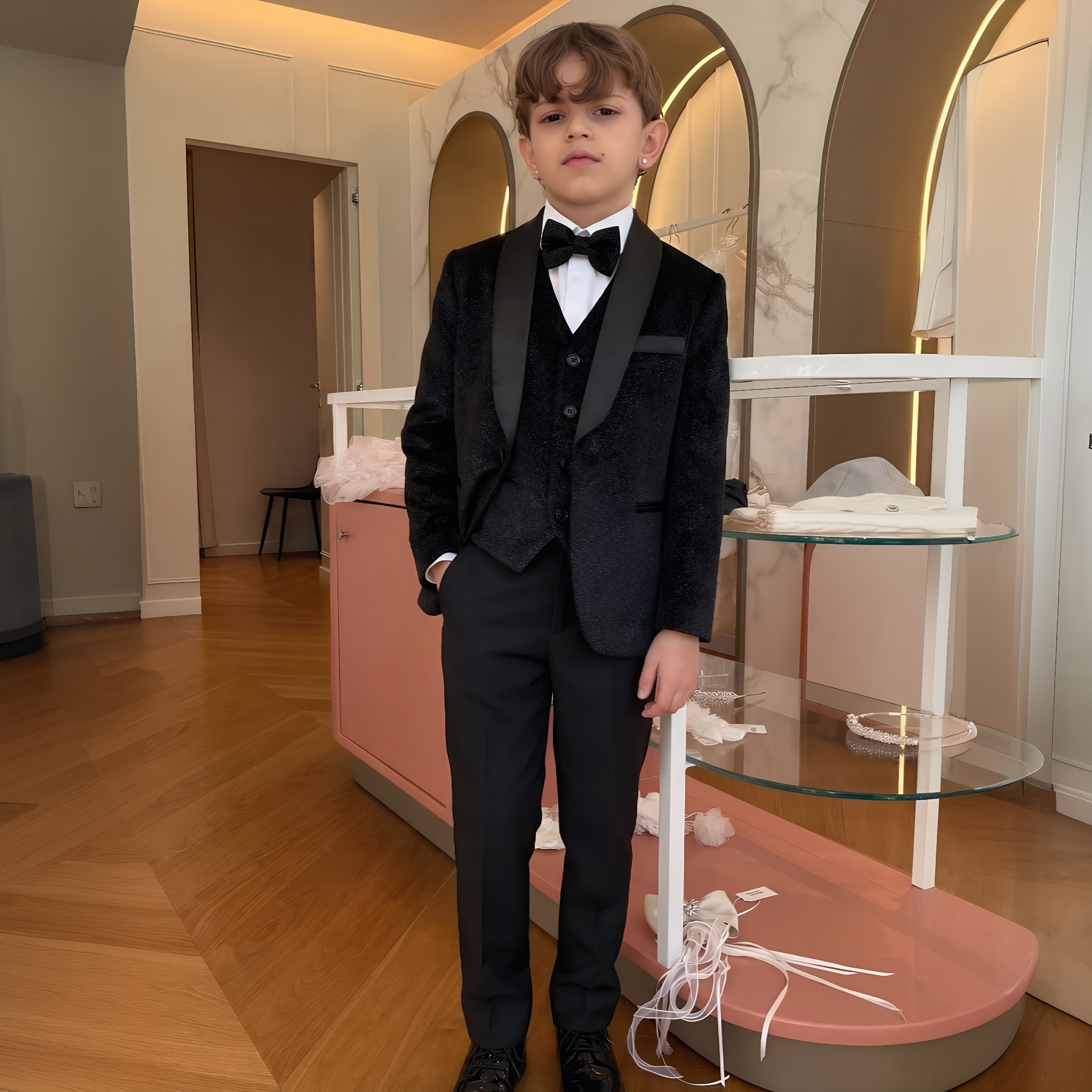 Lurex Fabric & Polyester Cotton Shoulder Pad Long Sleeve Long 3-piece Formal Suit - image 2