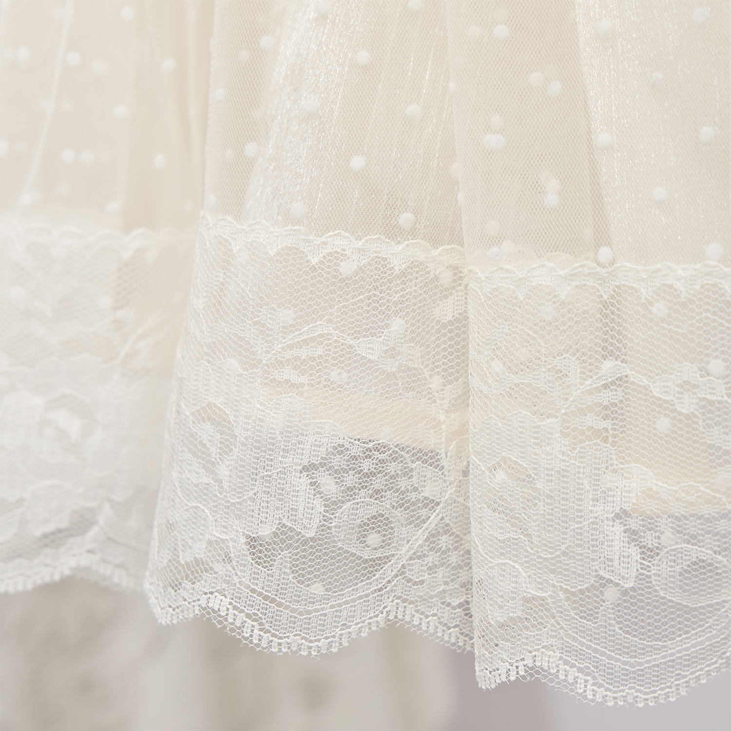 Organza Floral-embroidered Bow Short Sleeve Short Dresses - image 8