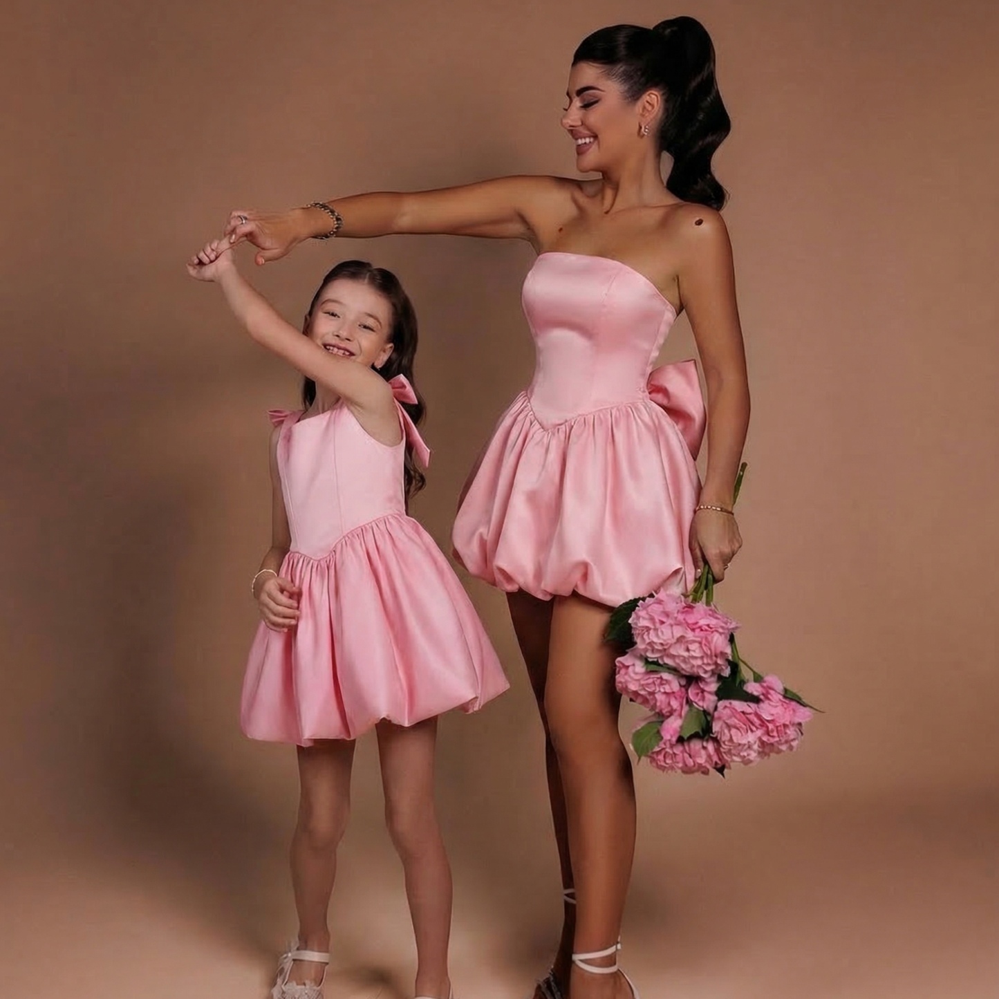 Satin Bow Sleeveless Short Dresses - image 2