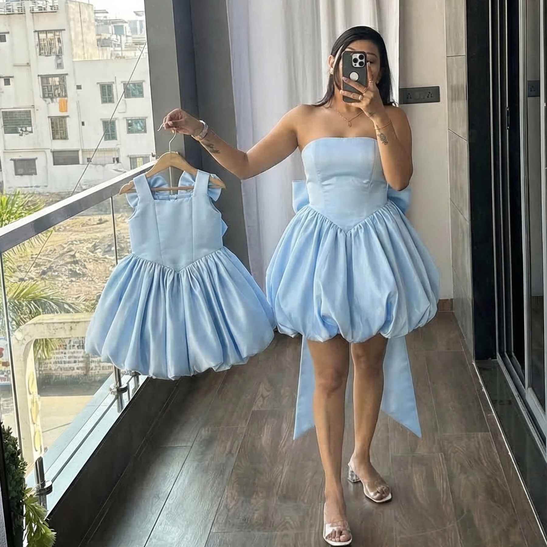 Satin Bow Sleeveless Short Dresses - image 22