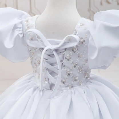 Satin Beaded Short Sleeve Mid-long Dresses - image 10