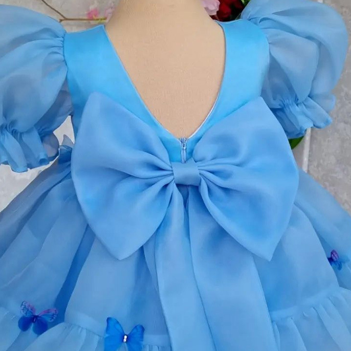 Organza Rosette  Short Sleeve Mid-long Dresses - image 5