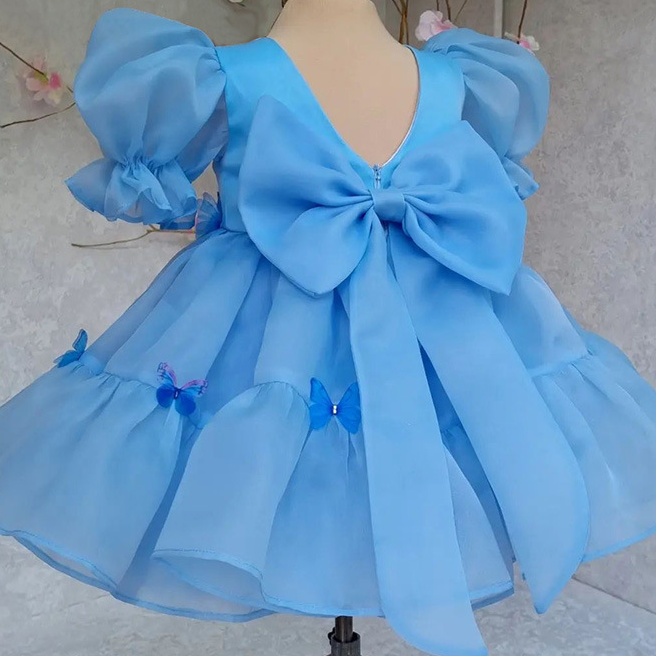 Organza Rosette  Short Sleeve Mid-long Dresses - image 2
