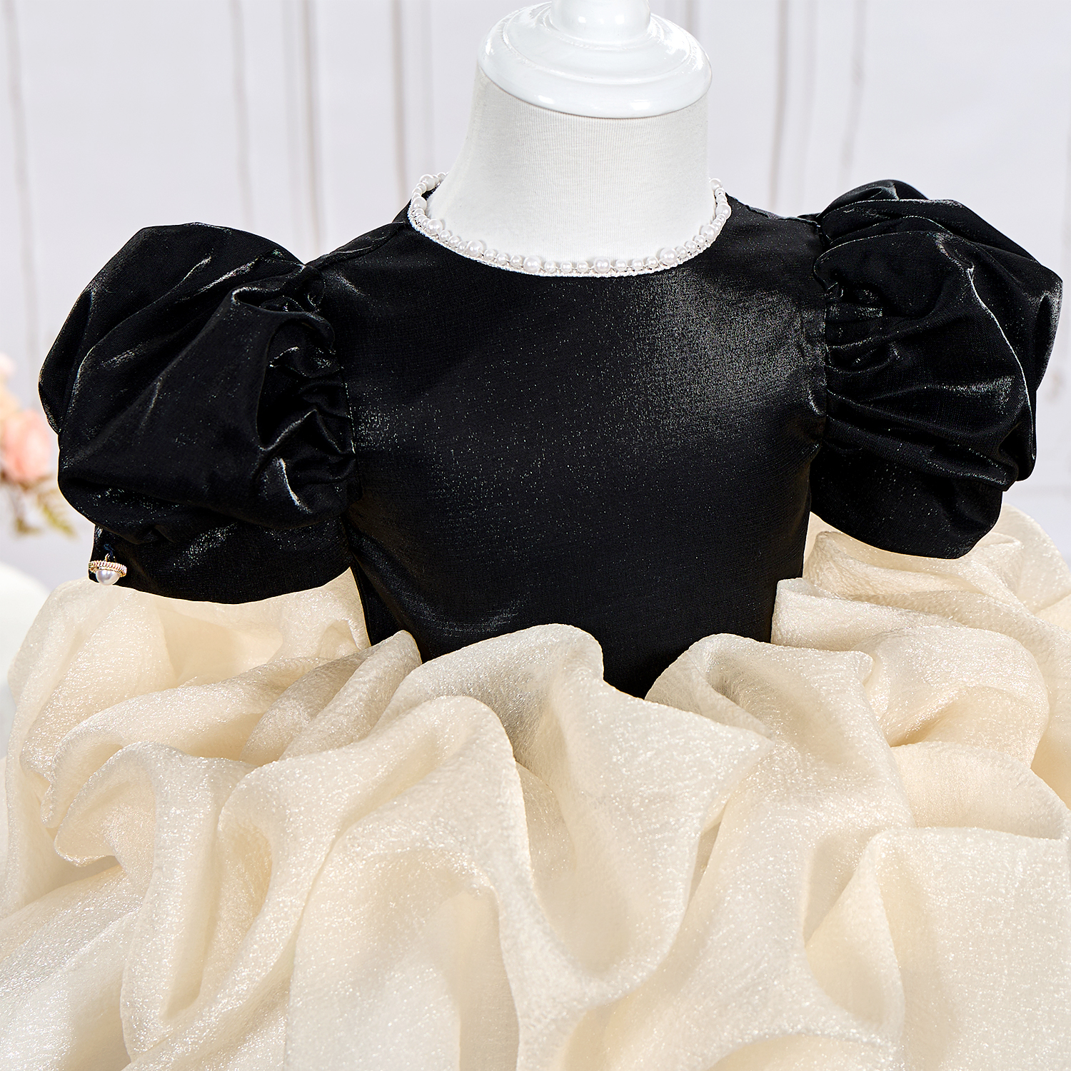 Organza Folds Short Sleeve Mid-long Dresses - image 4