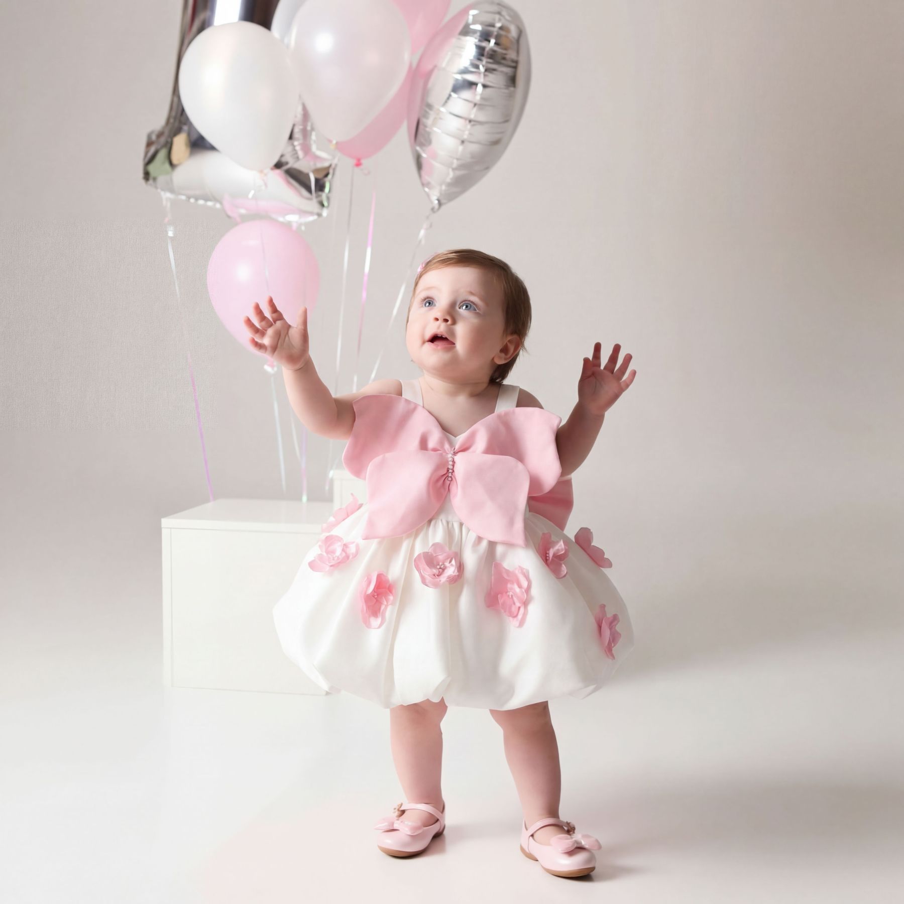 Satin Rosette Pearl Bow Butterfly Sleeveless Midi Dresses - image 2