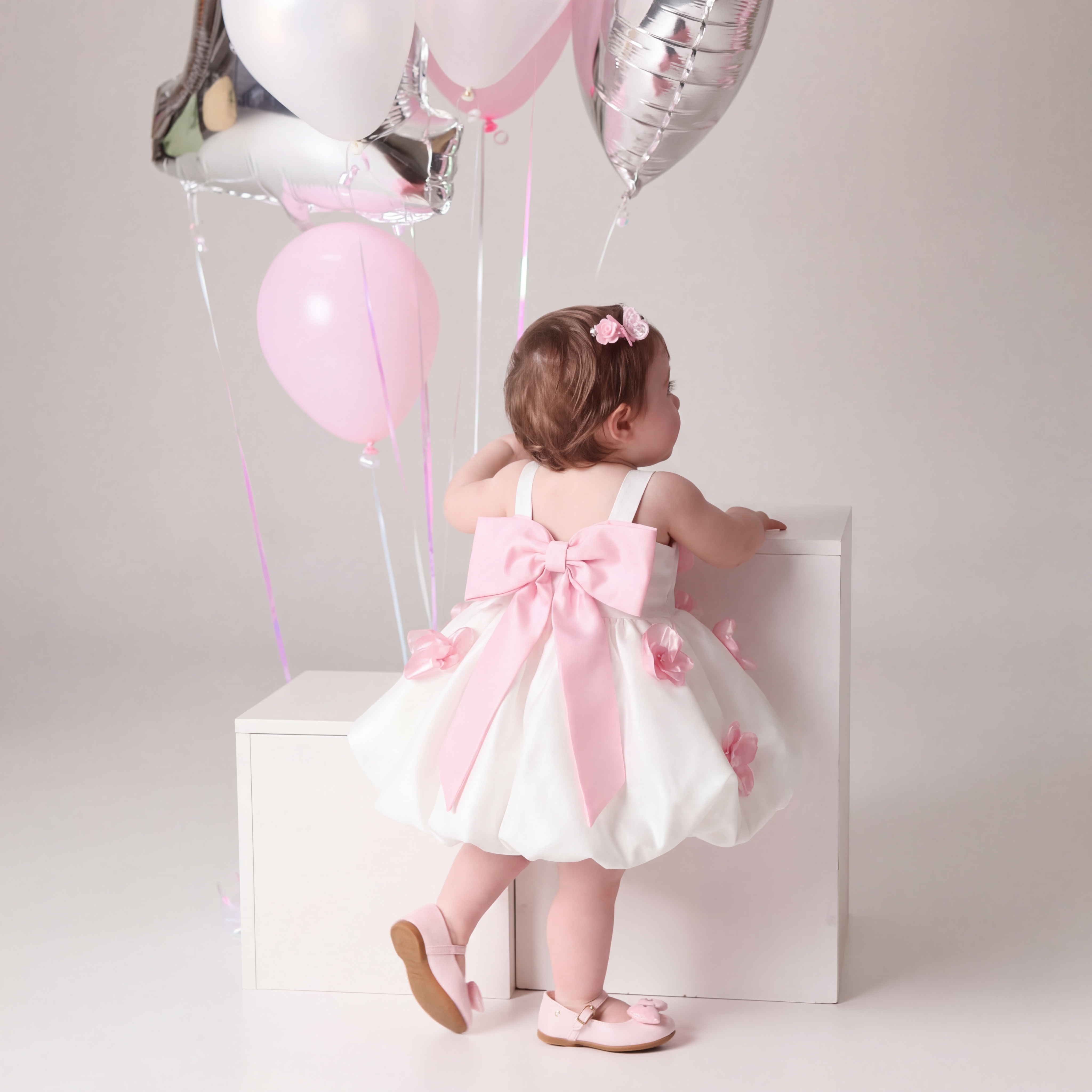 Satin Rosette Pearl Bow Butterfly Sleeveless Midi Dresses - image 6