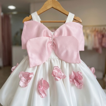 Satin Rosette Pearl Bow Butterfly Sleeveless Midi Dresses - image 4