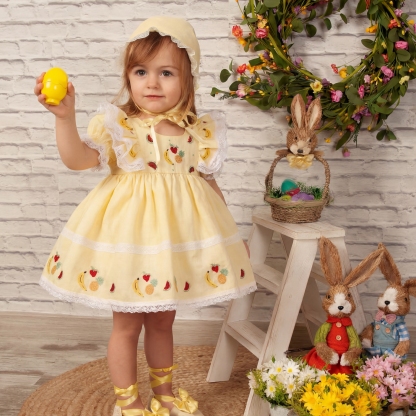 Cotton And Linen Stitching Lace Embroidery Short Sleeve Midi Dresses - image 3