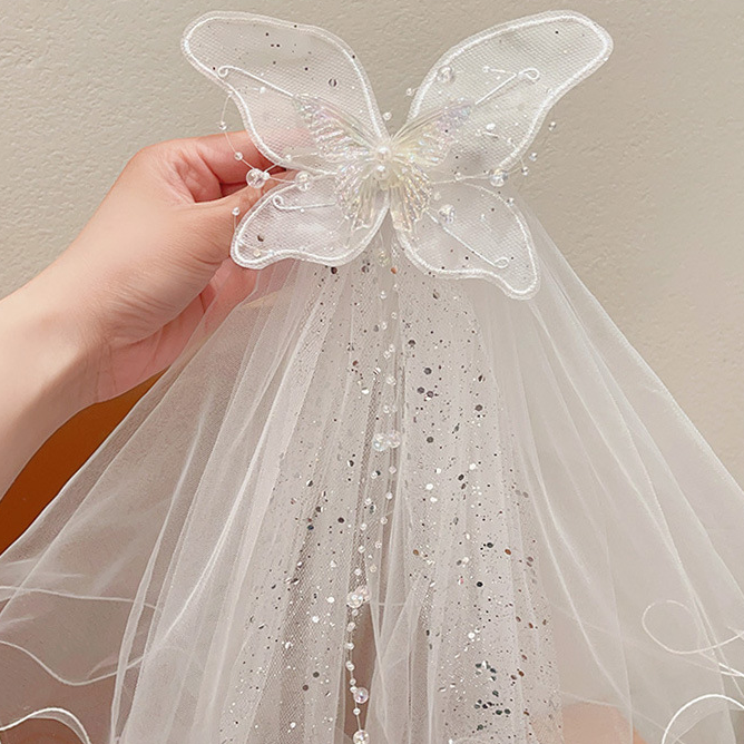 Solid With Glitter Barrette  - White - image 2