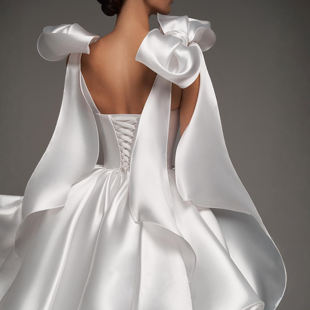 Women Satin Bow Drawstring Sleeveless Short Dresses - image 11