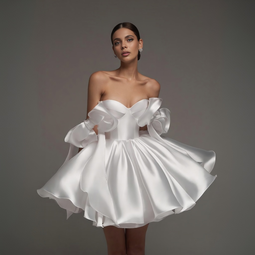 Women Satin Bow Drawstring Sleeveless Short Dresses - image 9