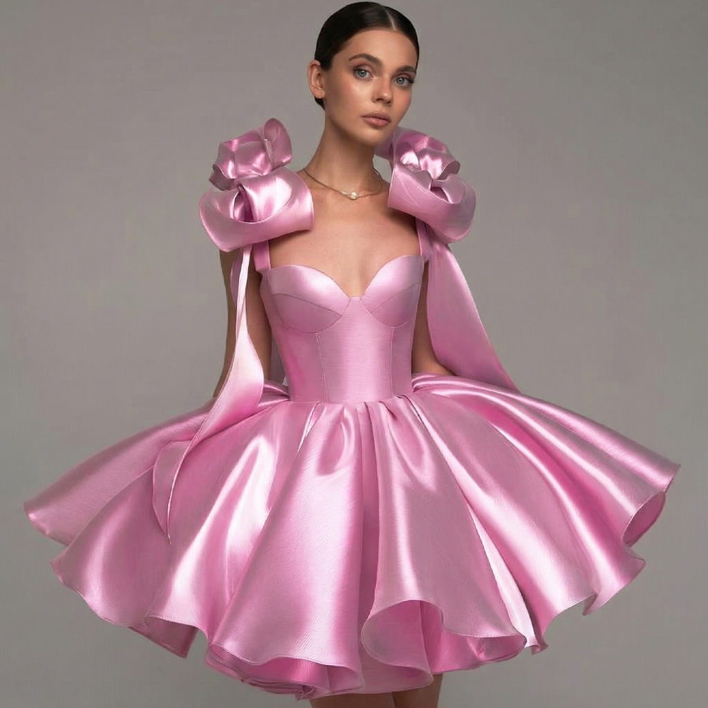 Women Satin Bow Drawstring Sleeveless Short Dresses - image 2