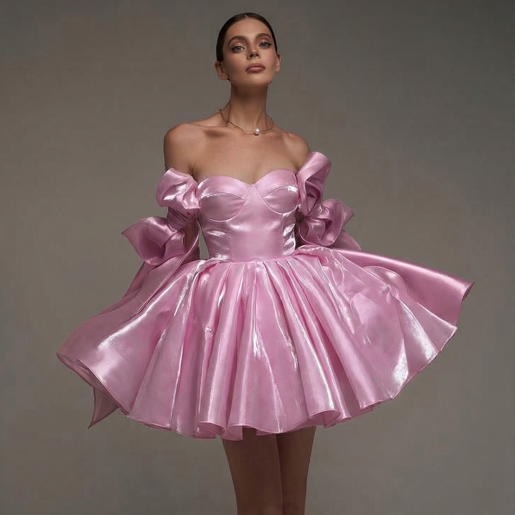 Women Satin Bow Drawstring Sleeveless Short Dresses - image 3