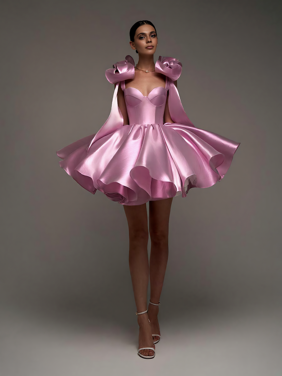 Women Satin Bow Drawstring Sleeveless Short Dresses - image 15