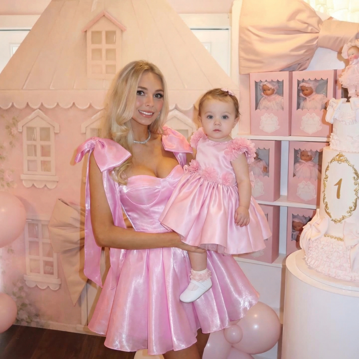 Women Satin Bow Drawstring Sleeveless Short Dresses - Pink - XXL - image 1