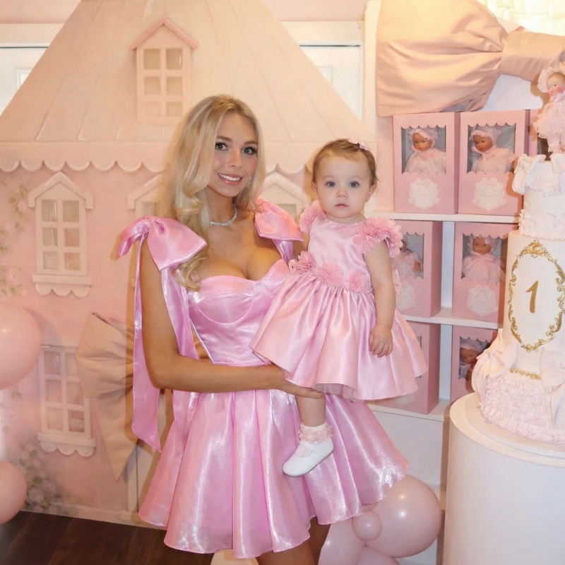 Women Satin Bow Drawstring Sleeveless Short Dresses - Pink - XXL - image 1