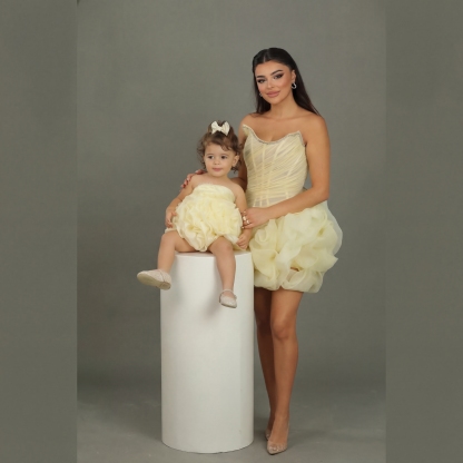 Organza Rosette Sleeveless Short Dresses - image 8