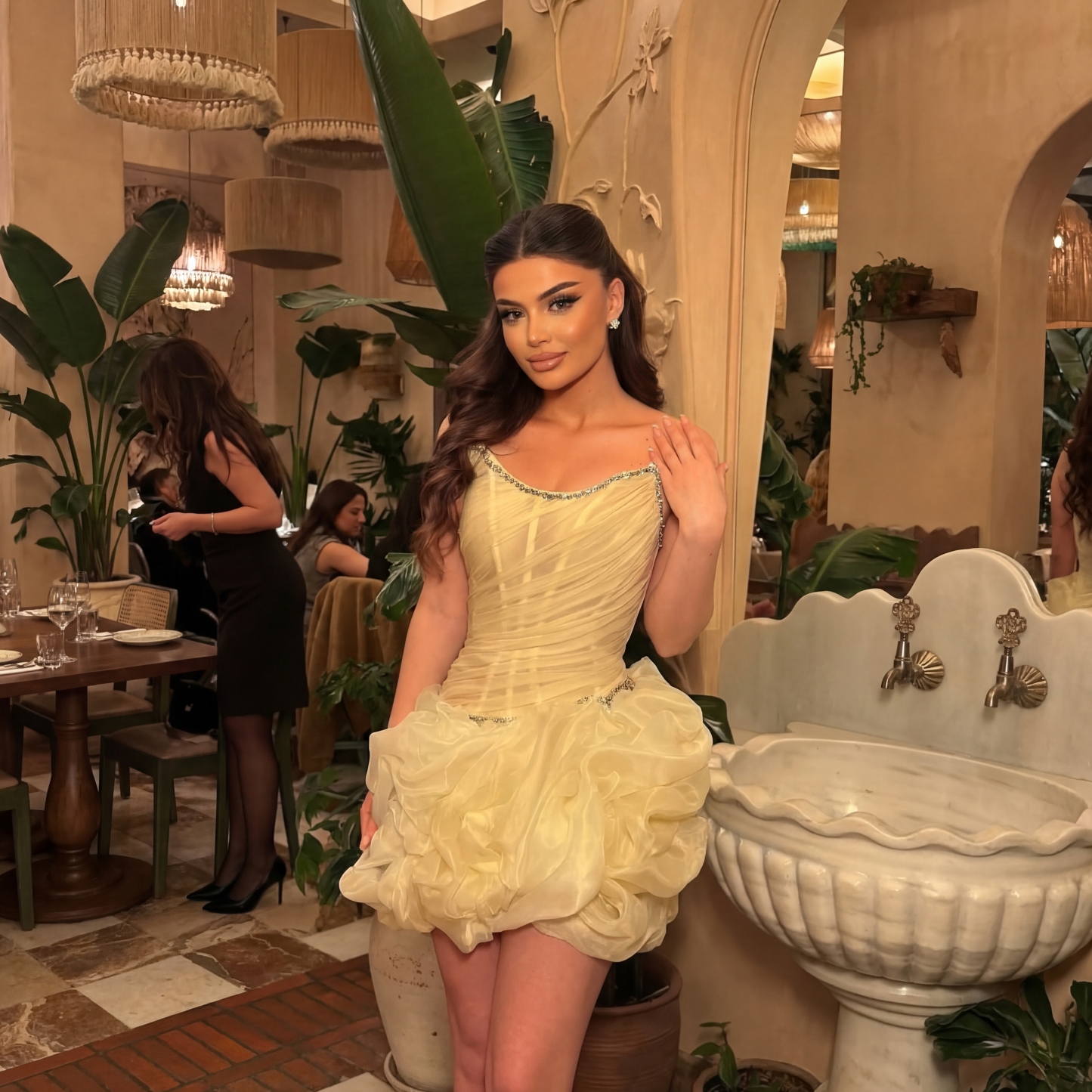 Organza Rosette Sleeveless Short Dresses - image 4