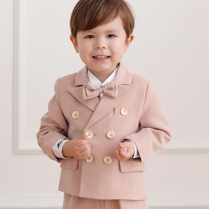 Chemical Fiber Blend Button Long Sleeve Long 5-piece Formal Suit - image 5