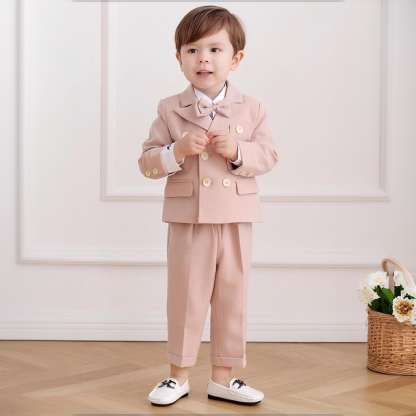 Chemical Fiber Blend Button Long Sleeve Long 5-piece Formal Suit - Pink - 7-8Y - image 1