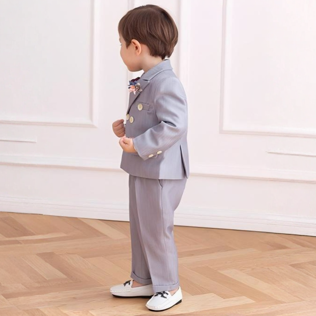 Chemical Fiber Blend Button Long Sleeve Long 5-piece Formal Suit - image 12