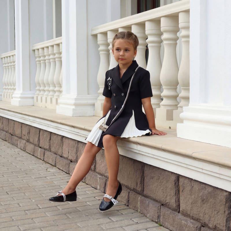 Suit Fabric Short Sleeve Short Dresses Without Badge - image 3