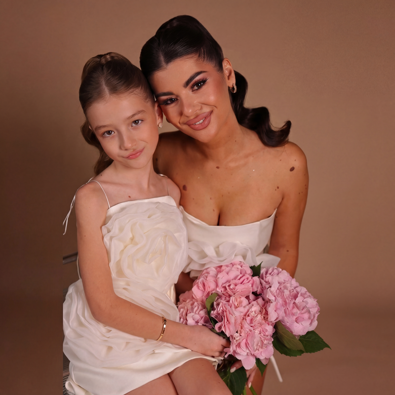 Satin Rosette Sleeveless Short Dresses - image 3