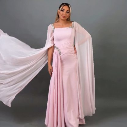 Women Chiffon Rhinestone Extra-long Sleeve Maxi Dresses - image 2