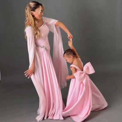 Women Chiffon Rhinestone Extra-long Sleeve Maxi Dresses - image 7