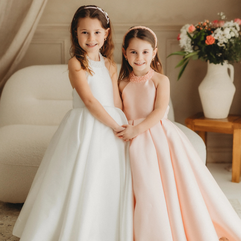 Satin Lace-up Imitation Pearls Sleeveless Maxi Dresses - image 1