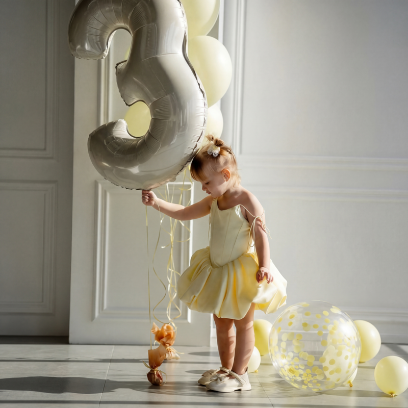 Satin Lace-up Sleeveless Short Dresses - Light Yellow - 5Y - image 1