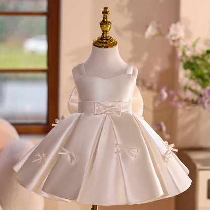 Satin Bow Sleeveless Short Dresses - image 2