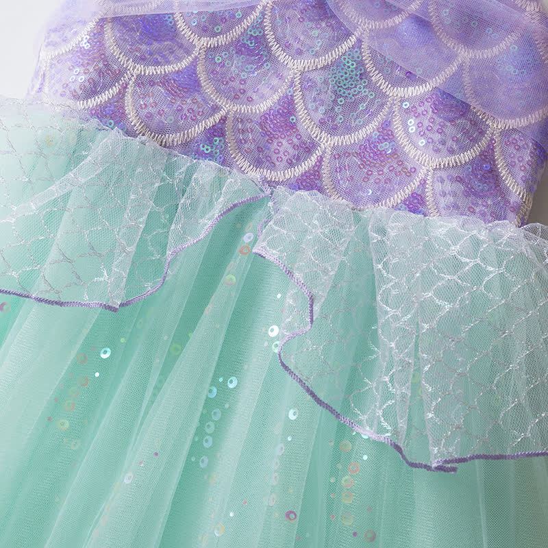 Glitter & Mesh Sequins Folds Cap Sleeve Short Dresses - image 6