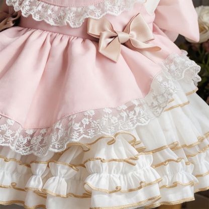 Polyester Cotton Bow Lace Edge Sleeveless Short Dresses - image 5