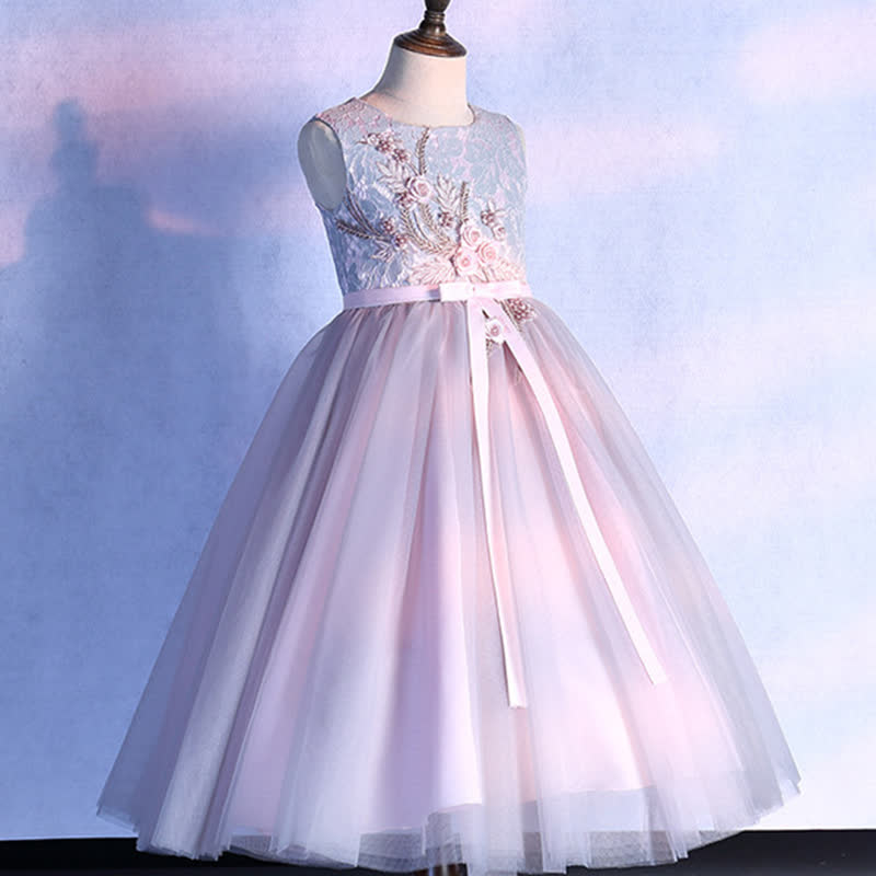 Mesh Applique Cap Sleeveless Maxi Dresses - image 2