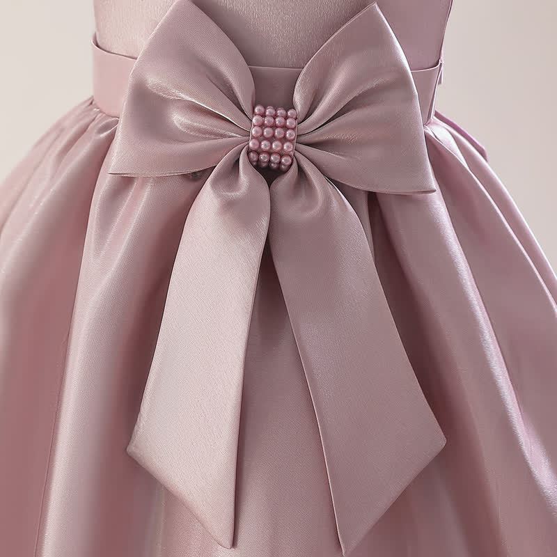 Satin  Rosette Cap Sleeve Maxi Dresses - image 7