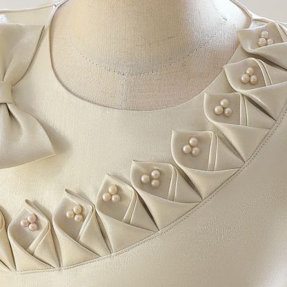 Satin  Rosette Cap Sleeve Maxi Dresses - image 13