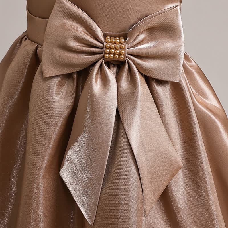 Satin  Rosette Cap Sleeve Maxi Dresses - image 20