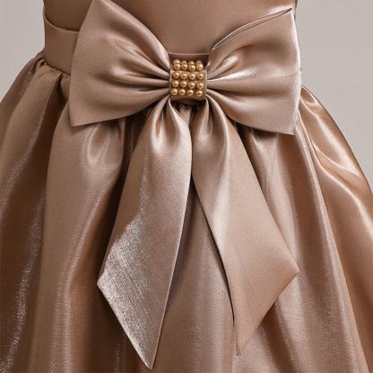 Satin  Rosette Cap Sleeve Maxi Dresses - image 20