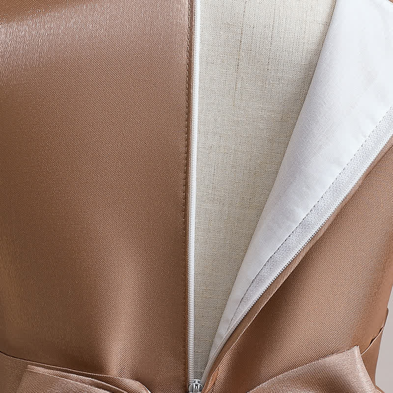 Satin  Rosette Cap Sleeve Maxi Dresses - image 21