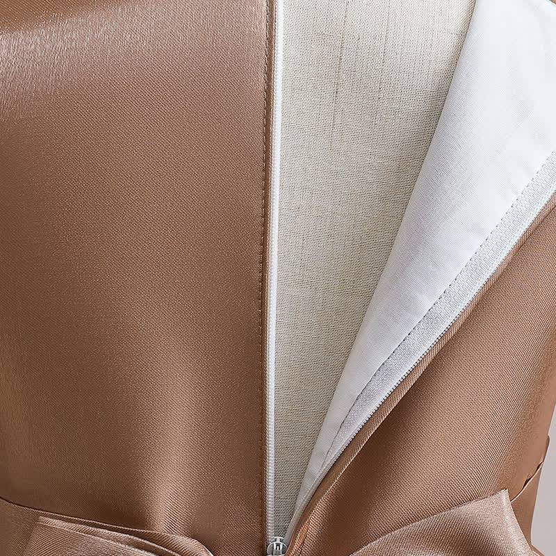 Satin  Rosette Cap Sleeve Maxi Dresses - image 21