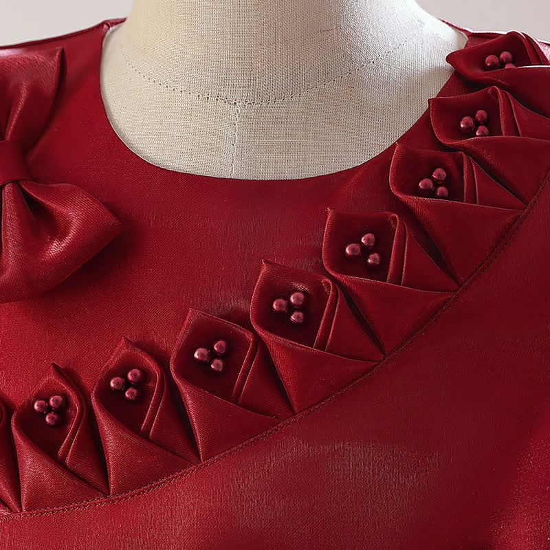 Satin  Rosette Cap Sleeve Maxi Dresses - image 26