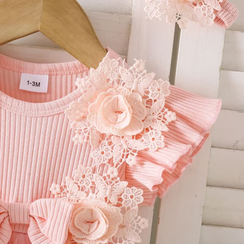 100% Cotton Split Joint Rosette Cap Sleeve Midi Bodysuit - image 15