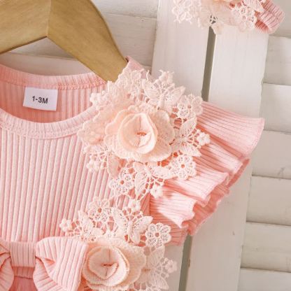 100% Cotton Split Joint Rosette Cap Sleeve Midi Bodysuit - image 15