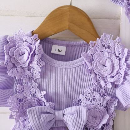 100% Cotton Split Joint Rosette Cap Sleeve Midi Bodysuit - image 24