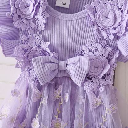 100% Cotton Split Joint Rosette Cap Sleeve Midi Bodysuit - image 23